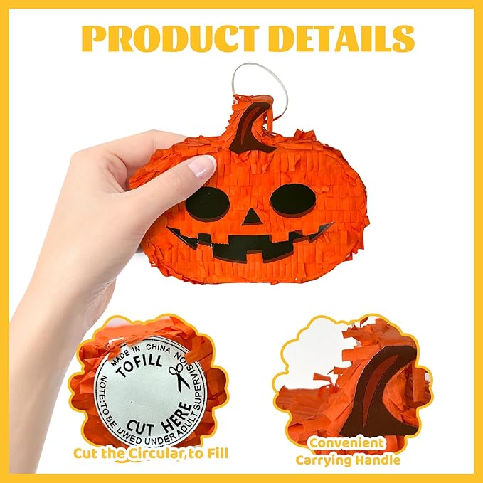 6 Pcs Halloween Piñata Set Small Pumpkin Ghost Tombstone Bat Eyeball Witch Jar - Image 3