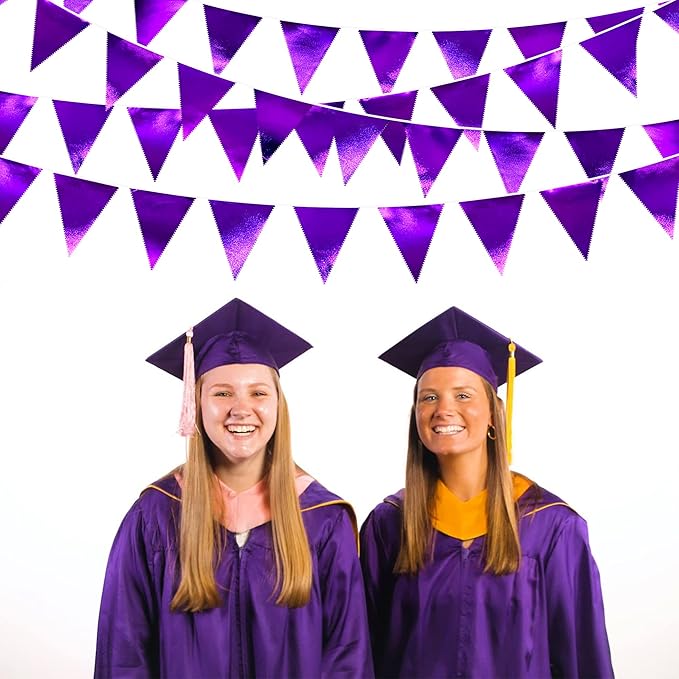 Purple Party Decorations Triangle Pennant Banner Flag Dark Purple Metallic - Image 4