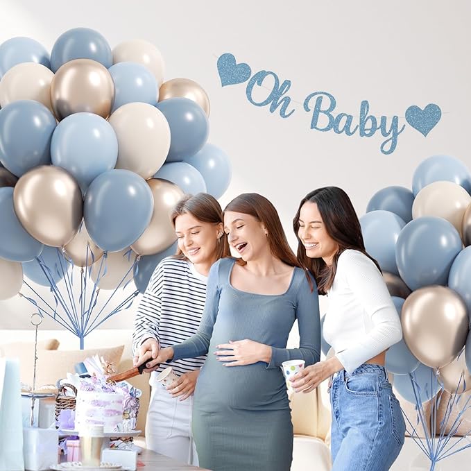 60pcs Dusty Blue Balloons 12inch - Image 5