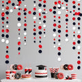 46 Ft Red Black and White Circle Dots Garland Hanging Paper Polka Dots Streamer by pinkblume