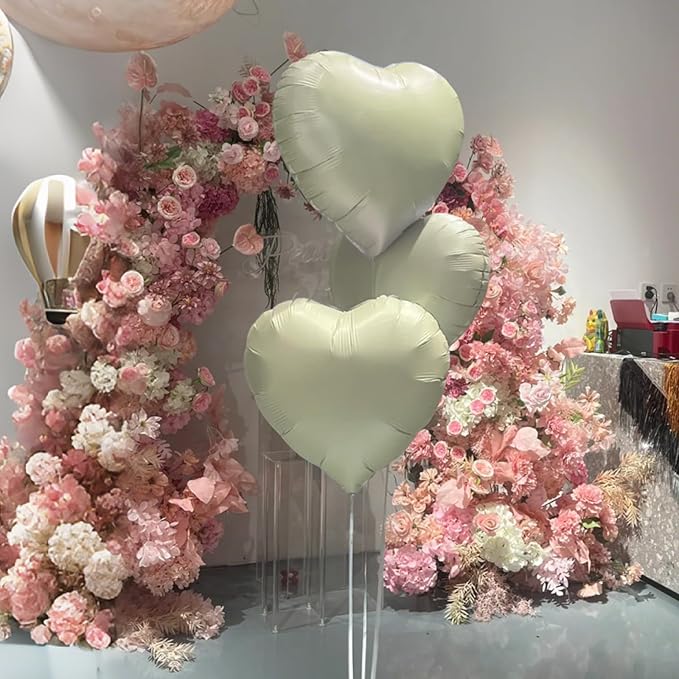 Cream Heart Balloons, 18 Inch Cream White Heart Shape Balloon - Image 5
