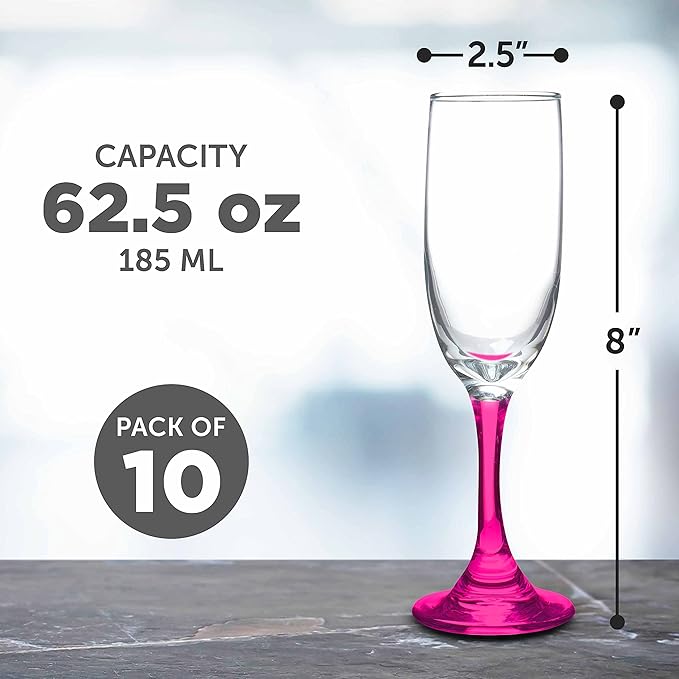DISCOUNT PROMOS Premiere Champagne Flutes 6.25 oz. Set of 10, Bulk Pack - Image 5