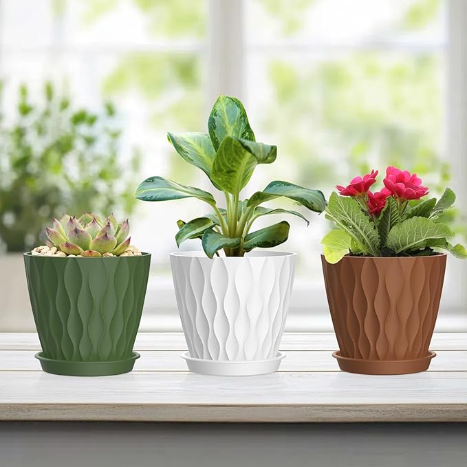 4 Inch Small Pots for Plants, 12 Pack Waffle Texture Small Plant Pots for - Image 7