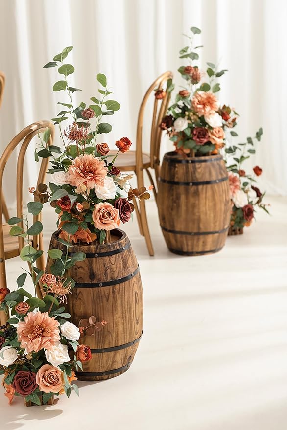 Ling's moment 17.5" Tall Standing Artificial Flowers Arrangements 4pcs Fall - Image 7