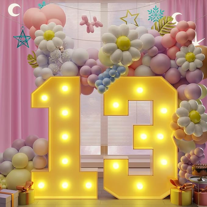 Imprsv 3FT Light Up Numbers, Marquee 13th Birthday Decorations by Letsmakeitimpressive