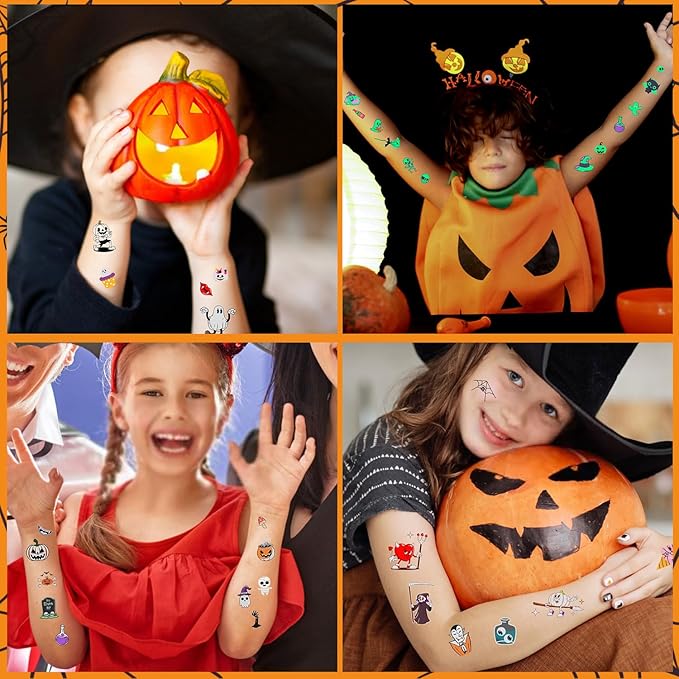 LOMIMOS 320PCS Glow in The Dark Halloween Temporary Tattoos - Image 6
