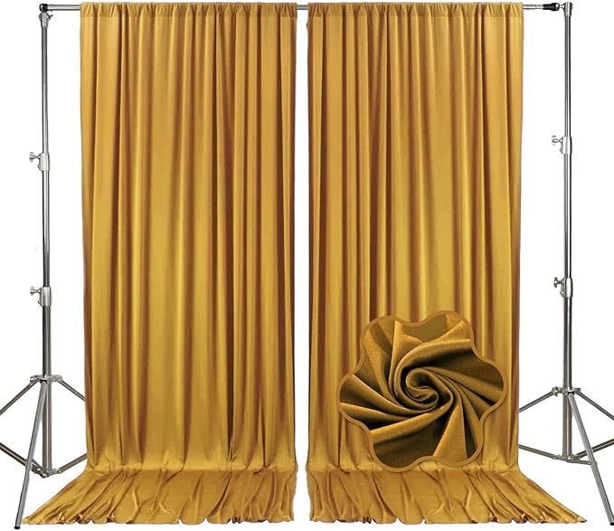 10ft x 10ft Gold Backdrop Curtains by Tisspoms