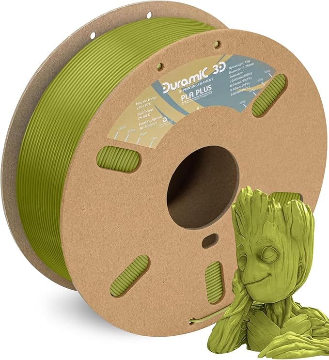 DURAMIC 3D PLA+ Filament 1.75mm 1Kg Brownish Green, PLA Plus Filament 1Kg Spool by Duramic3D