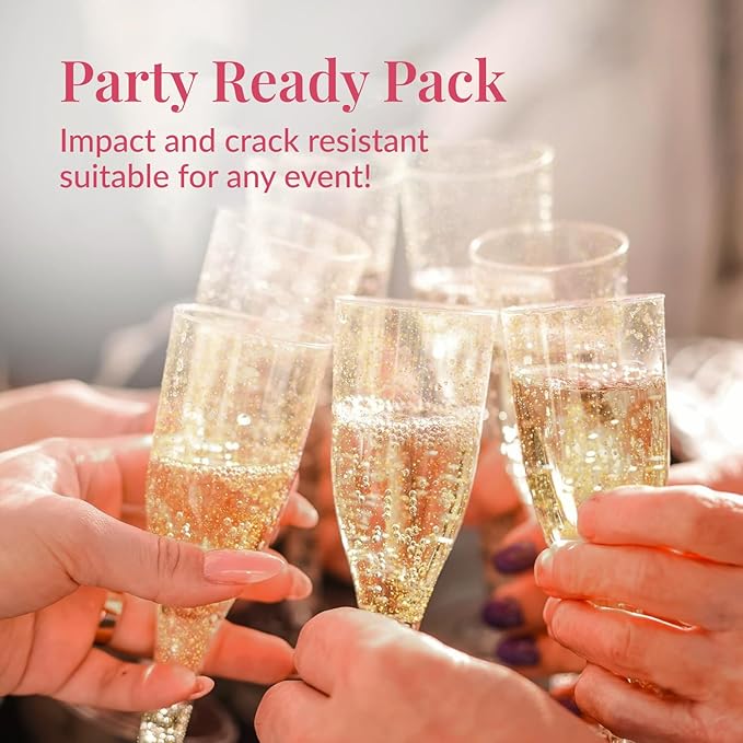 Prestee 24 Plastic Champagne Flutes - Image 6