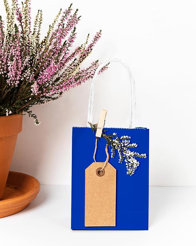 qiqee 50-Packs Diamond Blue Paper Gift Bags - Image 6