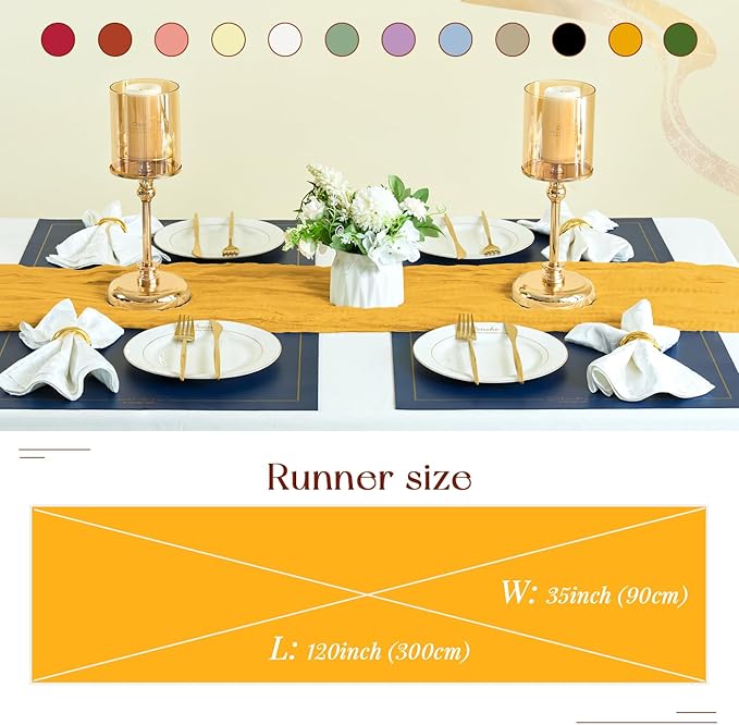 Sioloc Yellow Cheesecloth Table Runner Fall Autumn Decor - Image 3