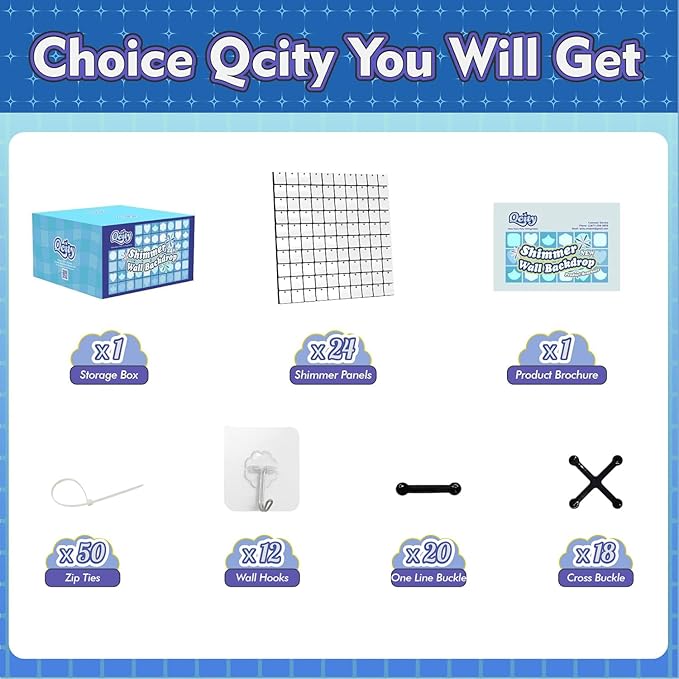 Qcity Matte White Sequin Wall Backdrop 24PCS, Square Sequin Glitter Backdrop - Image 2
