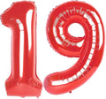 Red Number 19 Balloon 40 Inch Birthday Decorations, Number 19 Balloon Birthday by Upgesy
