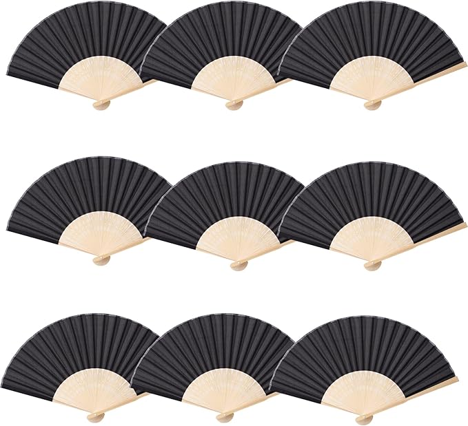 24pcs Imitated Silk Hand Fan Imitated Silk Fabric Bamboo Handheld Folded Fan - Image 5