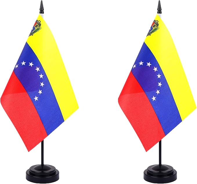 Venezuela Desk Flag 12" Solid Pole Deluxe Set Venezuelan Flags Banner Mini by Unknown