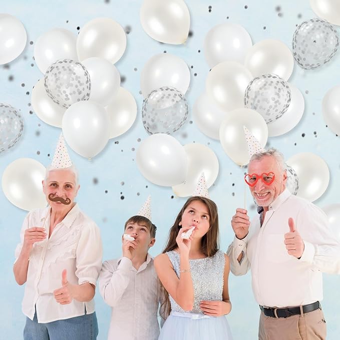 White Balloons, 12 Inch Pearl White Balloons - Image 8