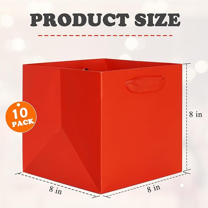 ADIDO EVA Red Square Gift Bags Small Size Square Bottom Paper Bags - Image 2