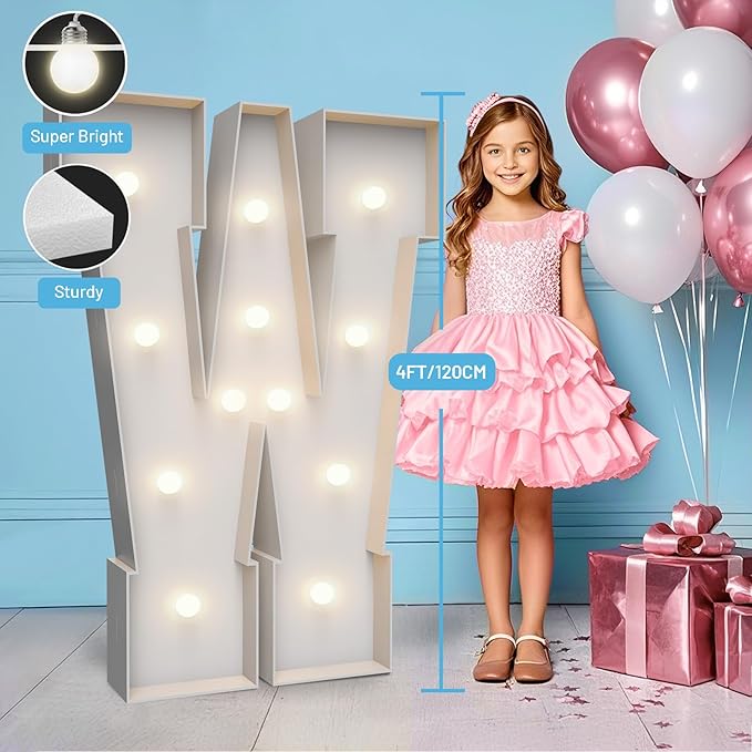 4FT Marquee Light Up Letters W, Party Decoration Large Marquee Light Up Letters - Image 3