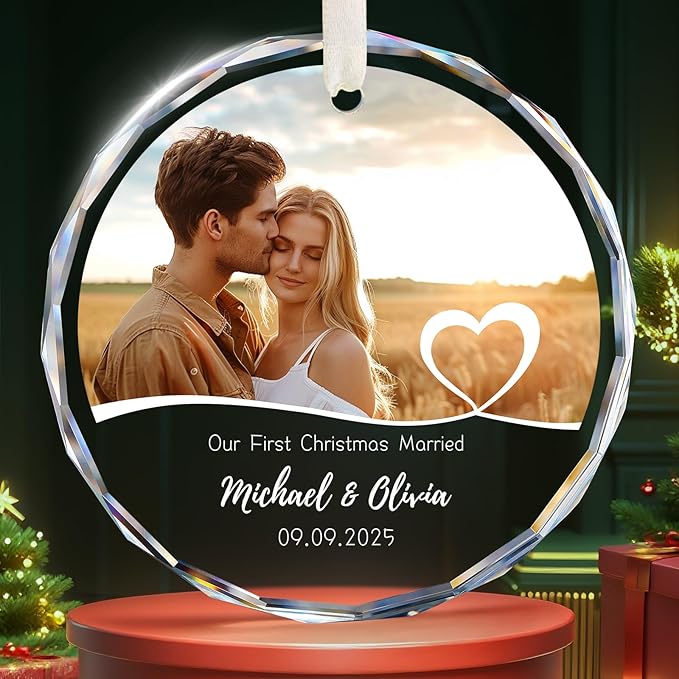 Personalized First Christmas Engaged Ornaments, Engagement Gifts by HooAMI