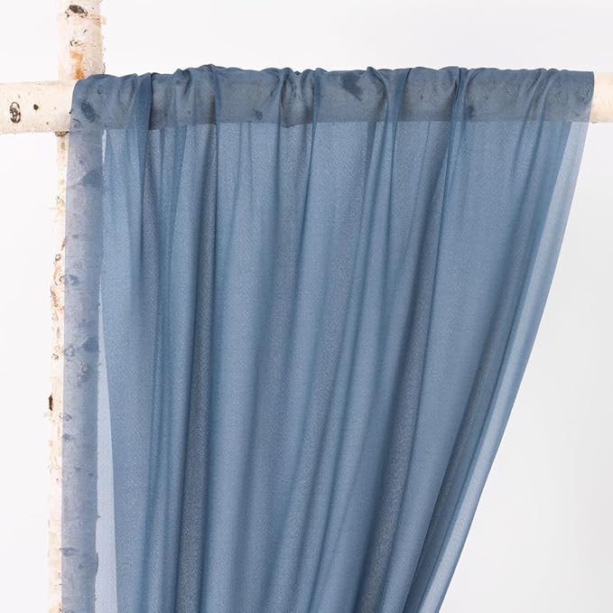 MLMW Wedding Arch Draping Fabric 2 Panels 29" x 20Ft Dusty Blue Sheer Wedding - Image 3