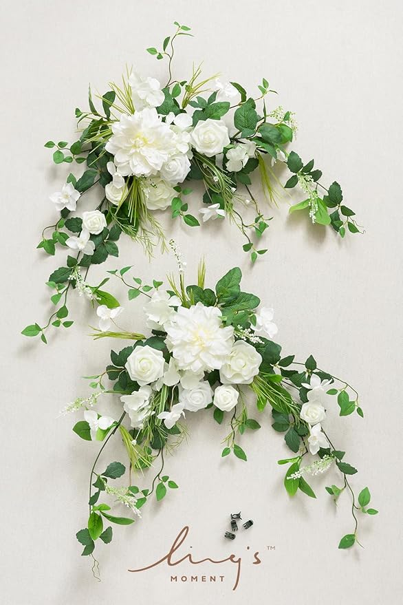 Ling's Moment 2pcs Wedding Flowers Garland Artificial Floral Swag Arch - Image 7