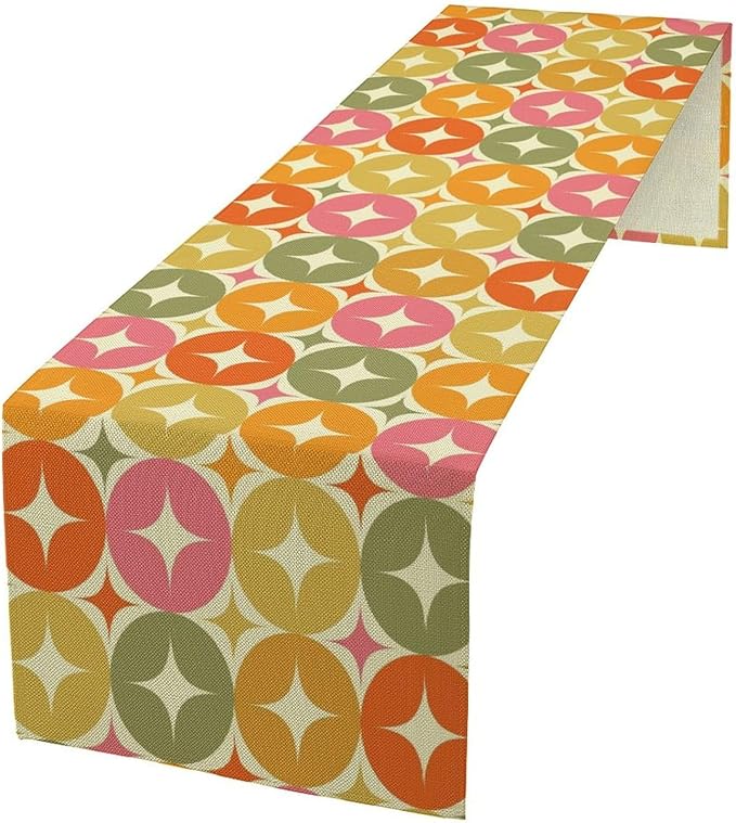 Mid Century Table Runner, Flag Retro Atomic Starburst 1950s Abstract Geometric by ICMOLYYENLO
