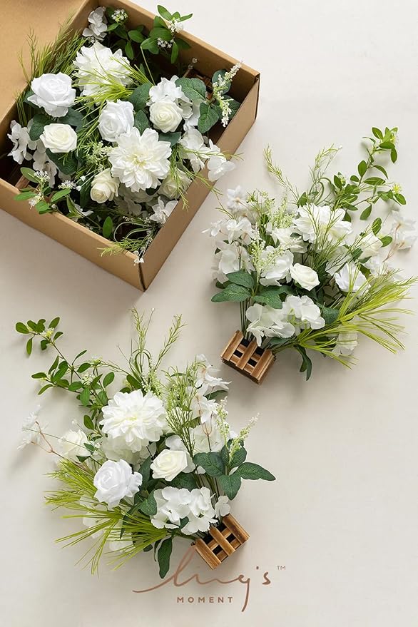 Ling's moment 17.5" Tall Free Standing Artificial Flowers Arrangements 4 pcs - Image 9