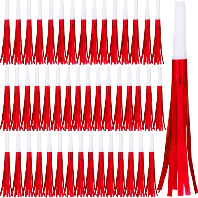 48 Pcs Noise Makers Glitter Metallic Fringed Noise Makers Horns by LCPQMZGH