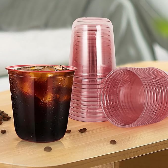 50 Pcs 12oz Crystal Pink Party Cups Disposable Plastic Cocktail Cups Plastic - Image 7