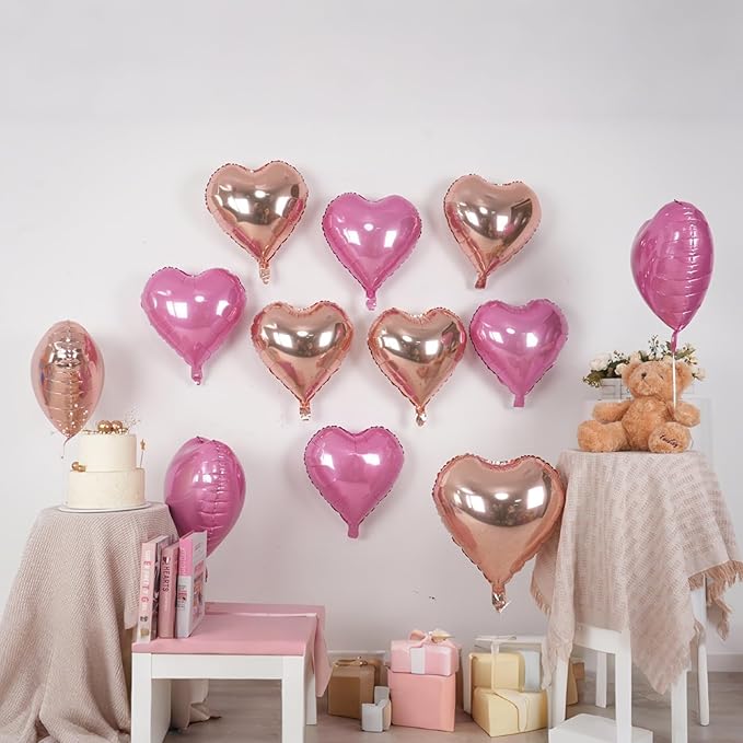Rose Gold Pink Heart Balloons - Image 6