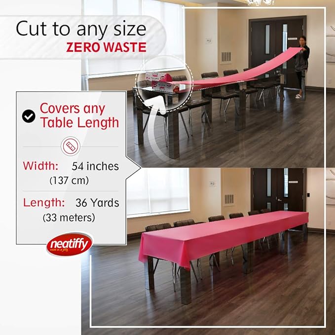 Neatiffy Disposable Plastic Table Cloth Roll | 54 in x 108 Ft Waterproof - Image 4