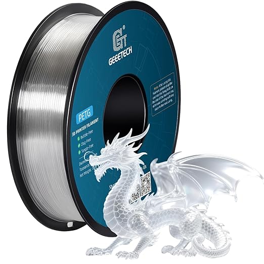 Geeetech Transparent PETG Filament 1.75mm, 1 KG Neatly Wound Spool 3D Printer by GEEETECH