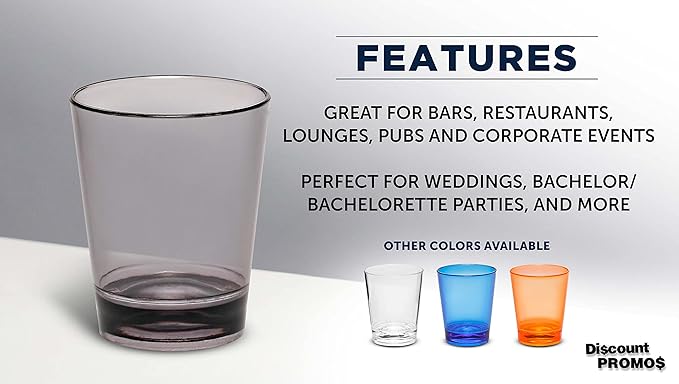 DISCOUNT PROMOS Translucent Plastic Shot Glasses 1.5 oz. Set of 10, Bulk Pack - Image 2