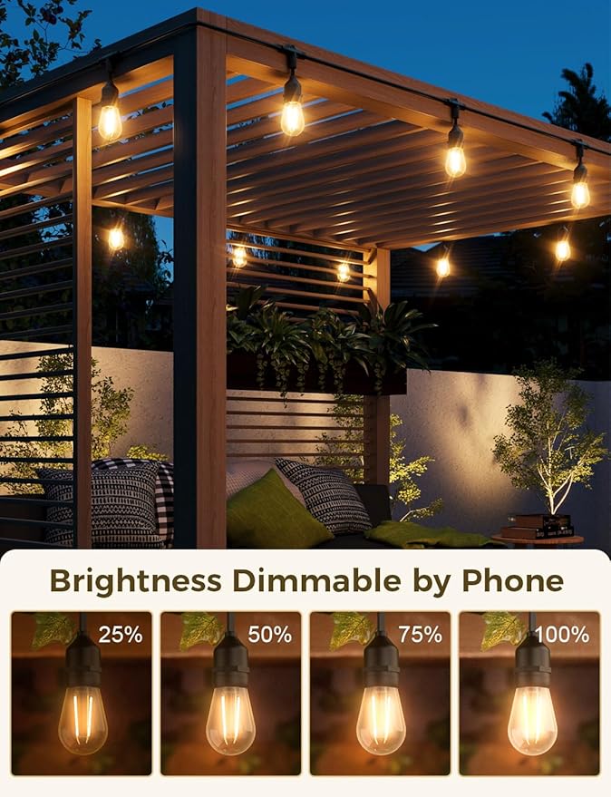 XMCOSY+ Smart Patio Lights 49Ft LED Outdoor String Lights Waterproof IP65 - Image 4