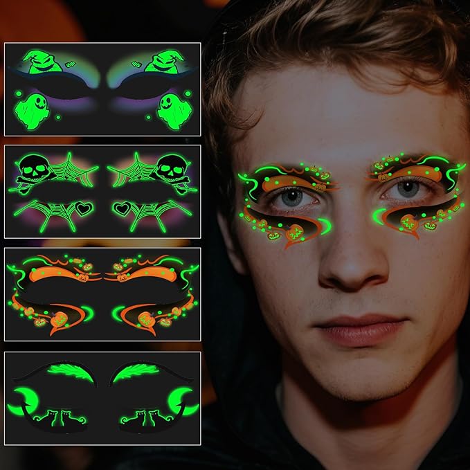 24 Pairs Halloween Luminous Eye Shadow Temporary Tattoos, Eyeliner Tattoo - Image 8