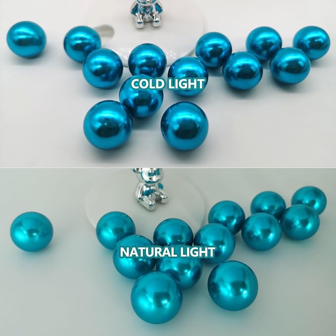 100PCS Lake Blue Faux Pearls Beads - Image 3