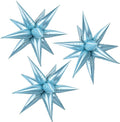 3pcs 26inch 3D Explosion Star foil balloon, Pearled Blue Foil Cone star burst by Enimapod