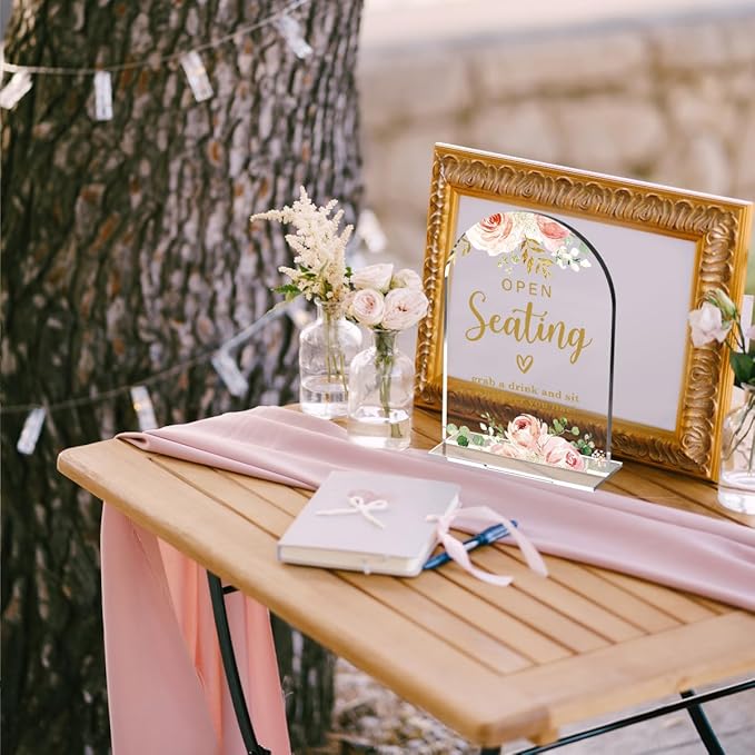 Acrylic Wedding Signs, Bridal Shower Decorations, Open Seating Signs - Image 7