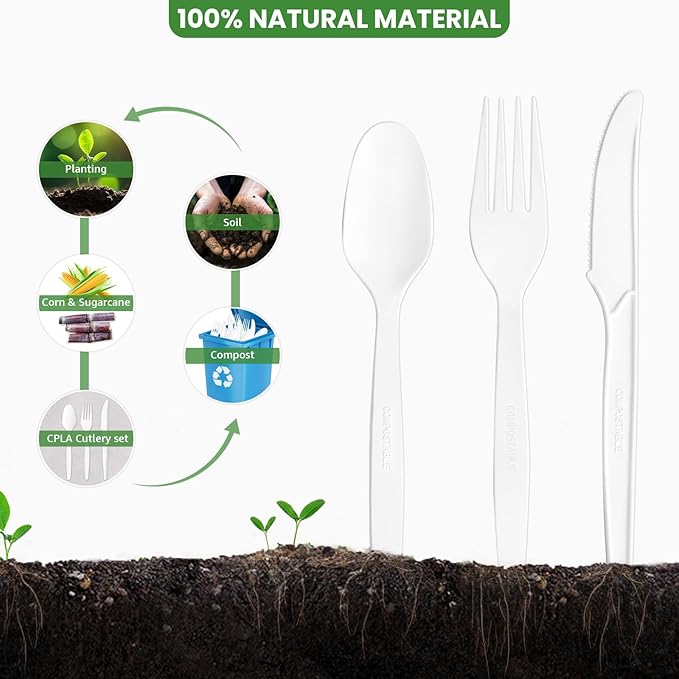 Extra Heavyduty Compostable Forks Disposable Cutlery No Plastic Forks Large - Image 4