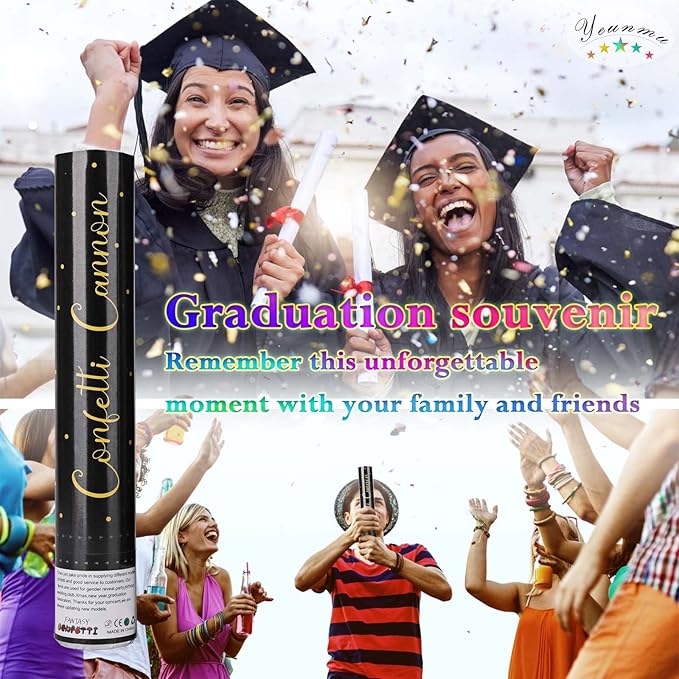 5 Pack Confetti Cannon Biodegradable, 12 Inch Confetti Poppers Graduation - Image 4
