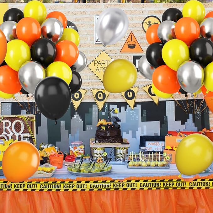 Paready Black Orange Yellow Balloons, Car Theme Party Balloon - Image 5
