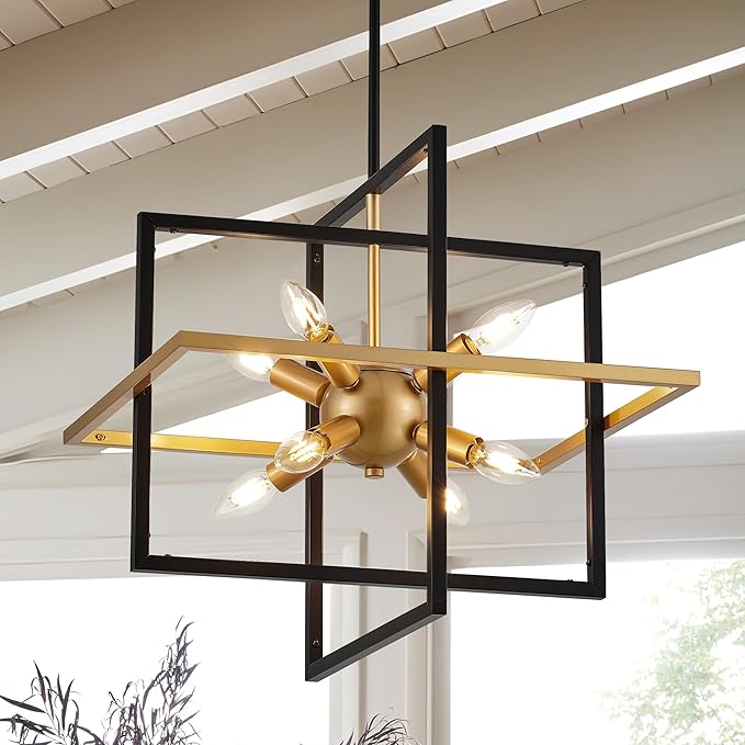 18.9'' Black Gold 8-Light Sputnik Chandelier Modern Industrial Adjustable by TACDANDM