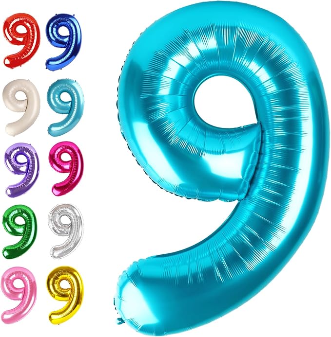 Big Blue 40 Inch 9 Balloon Number, Jumbo Giant 9th 19 29 39 49 99 Birthday by Upgesy