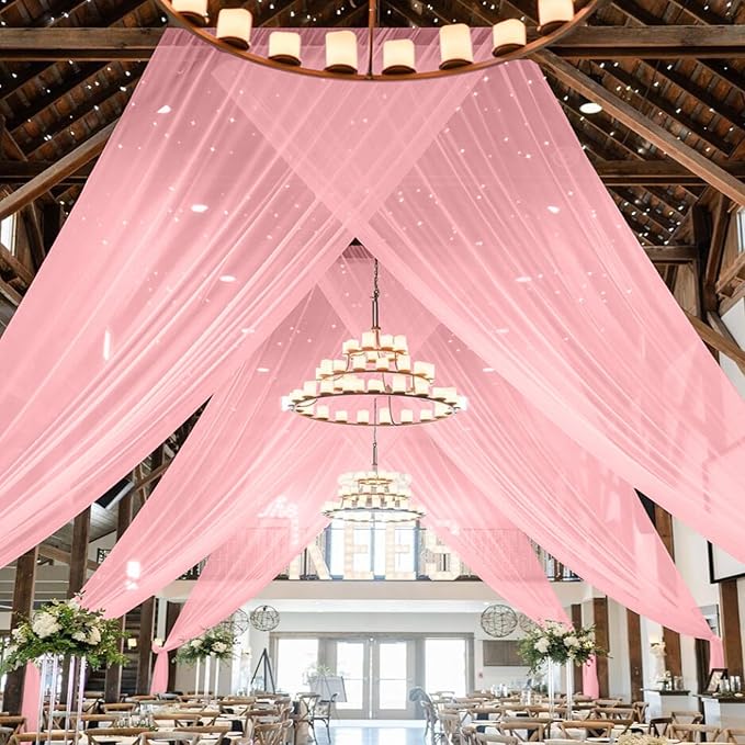 6 Panels Dusty Rose Ceiling Drapes - Image 5