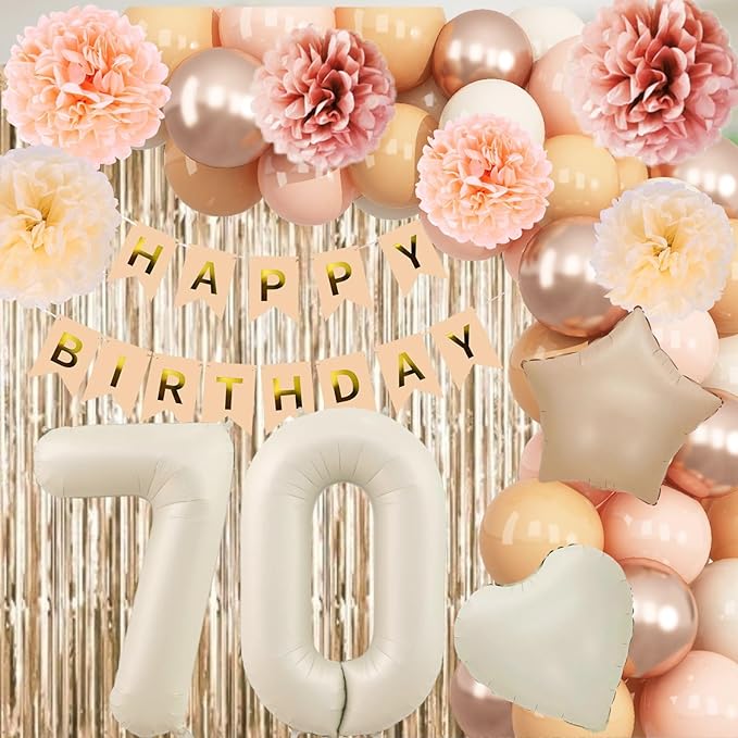 Beige 70th Birthday Decorations - Image 2