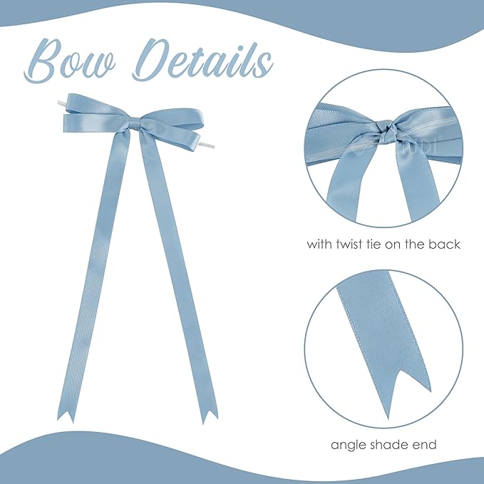 AIMUDI Dusty Blue Bows 5 × 10" Satin Bows - Image 4