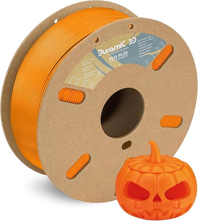 DURAMIC 3D PLA+ Filament 1.75mm 1Kg Orange, PLA Plus Filament 1Kg Spool Tougher by Duramic3D