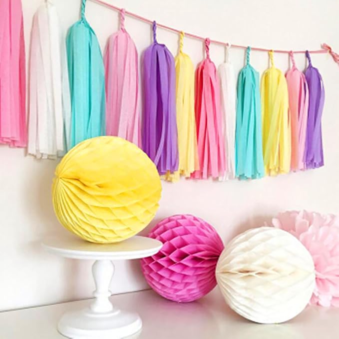 ZOOYOO Brown Tassel Garland Tissue Paper Tassel Banner, Boho Table Decor - Image 3