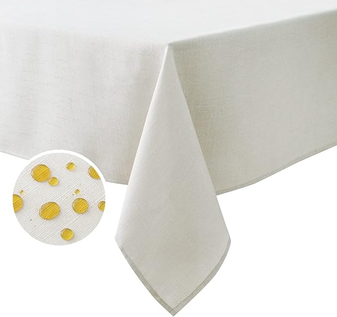 NLMUVW White Linen Tablecloth for Rectangle, Dining Table Cloth Oblong Water - Image 7