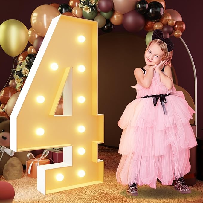 imprsv 4FT Marquee Numbers, Light Up Numbers 4 by Letsmakeitimpressive